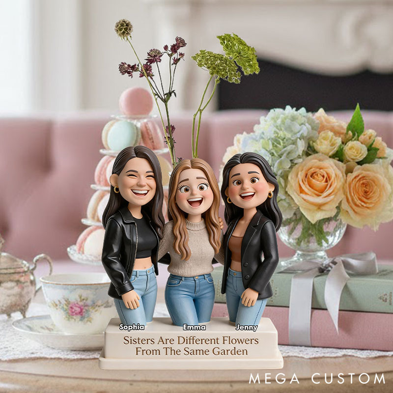 Personalized Photo Sisters Are Different Flowers From The Same Garden Acrylic Flower Vase Custom Shape Bestie Photo Portrait Vase Valentines Day Gift