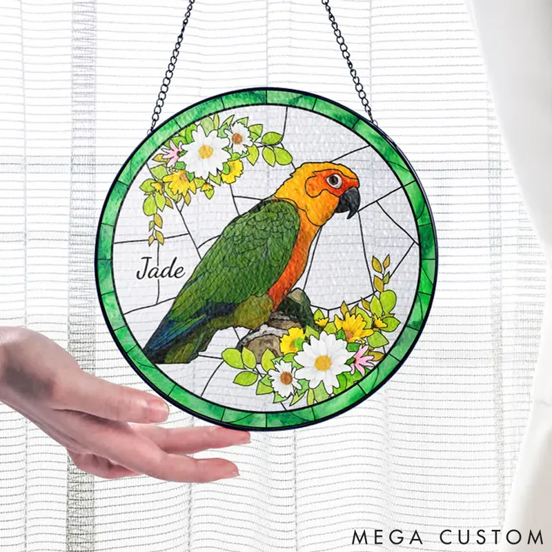 Personalized Pet Lover Funny Couple Custom Bird Portrait Sun Catcher