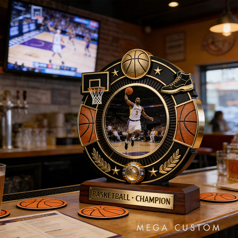 Personalized Basketball Sport Photo Album Custom Photo and Message Elegant Acrylic Decor Perfect Dynamic Holiday Gift