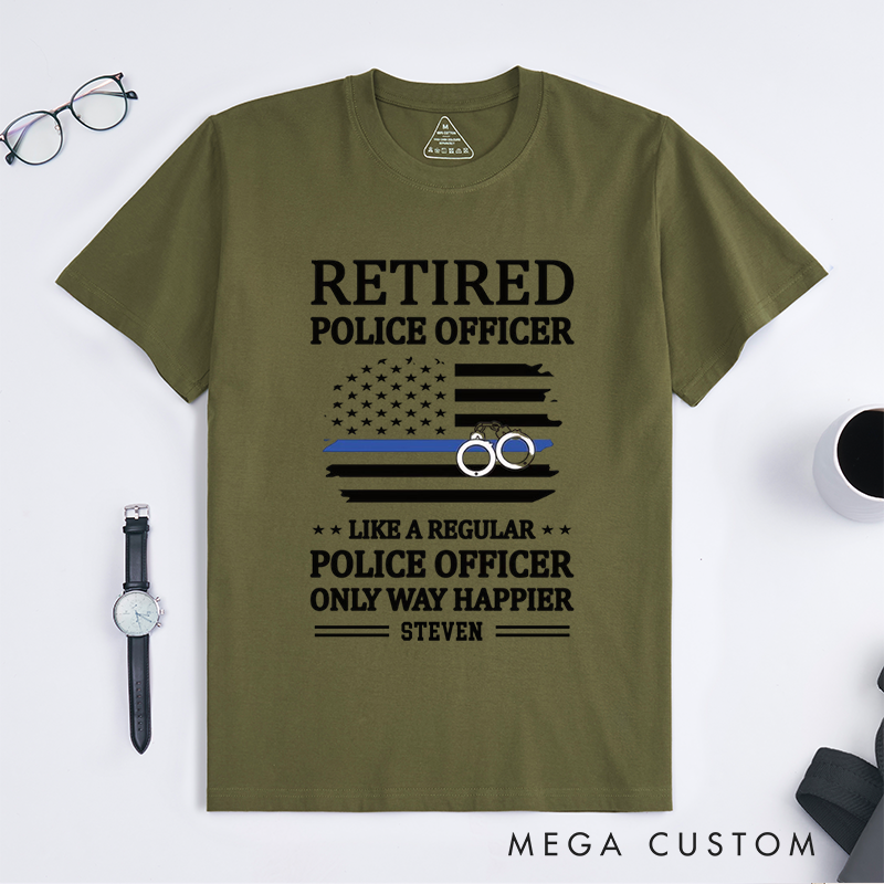 Personalized Retired Police Officer T-Shirt with Patriotic and Humorous Design Gift for Police Officer T-Shirt