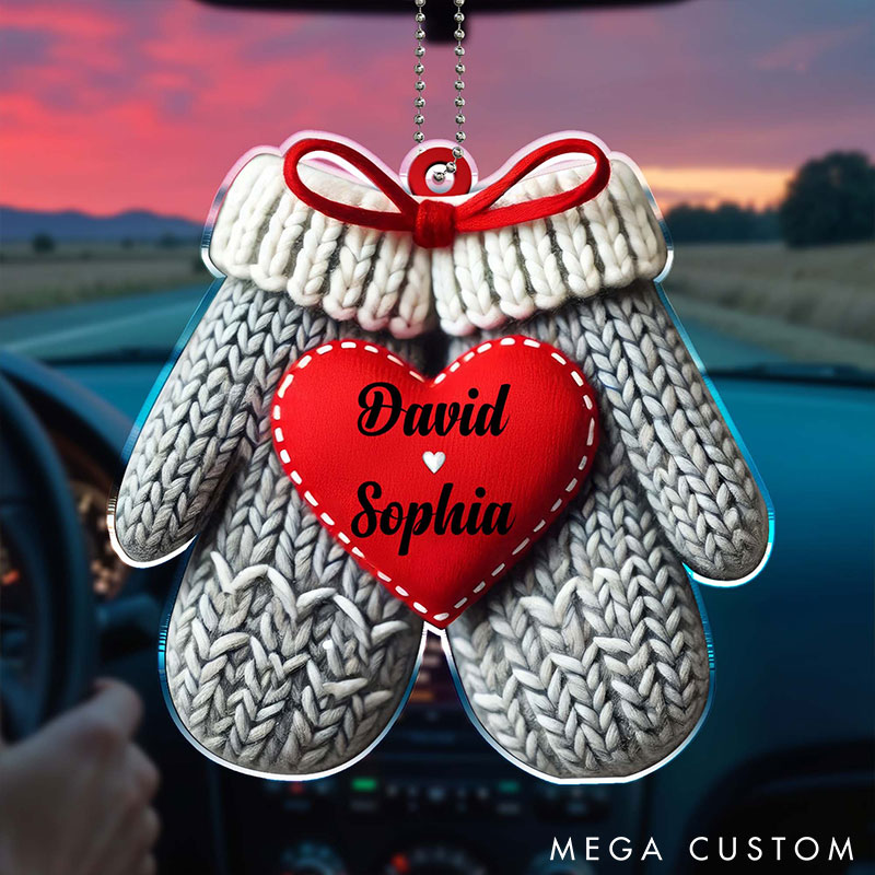 ersonalized Warming Hearts Couple Acrylic Car Ornament for Girlfriend Boyfriend Valentine's Day Gift for couple Gift for Wife Husband