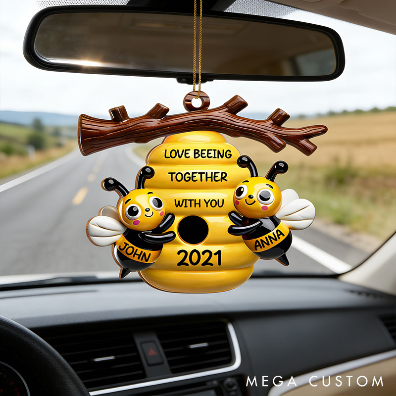 Personalized Love Beeing Together with You Acrylic Car Ornament with Name Year Valentine's Day Gift for couple Anniversary Gift for Him Her