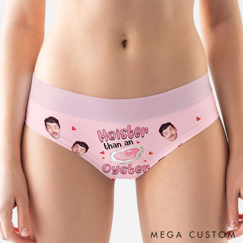 Personalized Boyfriend Husband Face Low-waisted Briefs Women Moister than an Oyster Underwear with Man Photo Valentines Day Gift for Girlfriend Wife