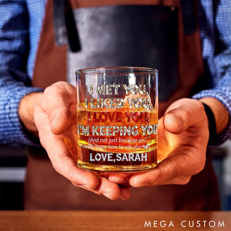 Personalized Whiskey Glass for Men I'm Keeping You Valentine's Gift for Husband Couple Whiskey Glass