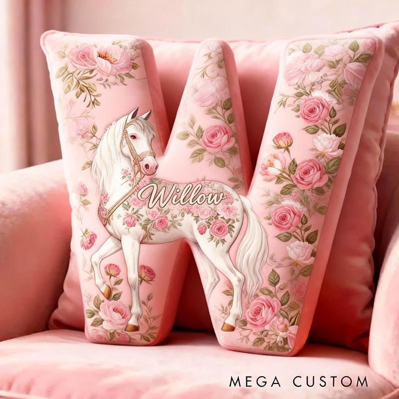 Personalized Pet Lover Funny Pink Flower Horse Graphic 3D Print Pillow