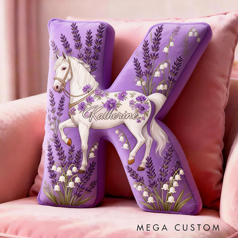 Personalized Pet Lover Purple Lavender Flower Horse Graphic 3D Print Pillow