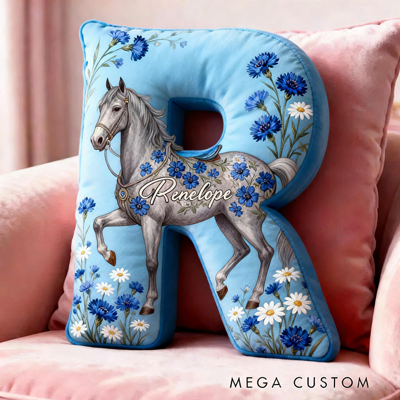 Personalized Pet Lover Cornflower Horse Graphic 3D Print Pillow