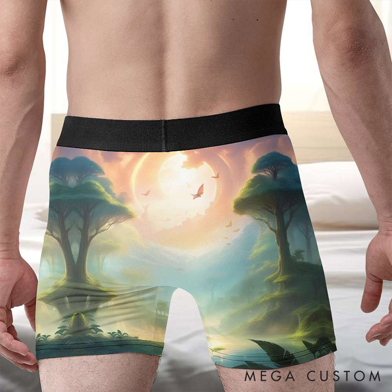 Personalized Man This Trunk Belong To Her Boxer Brief Custom Men Elephant Pattern Underwear with Woman Name Valentines Day Gift for Boyfriend Husband