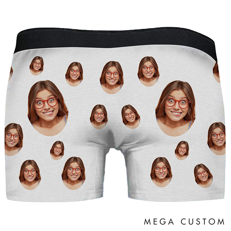 Personalized Girlfriend Wife Face Boxer Brief Men World's Greatest Cock Underwear with Woman Face Photo Valentines Day Gift for Boyfriend Husband