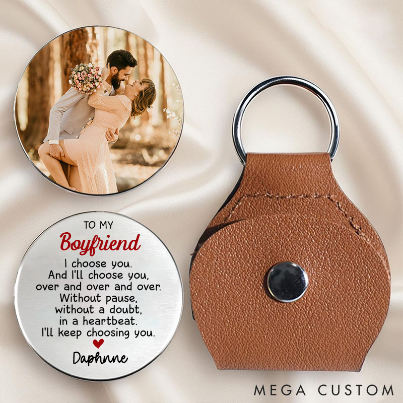 Personalized Pocket Hug with Leather Keychain To My Husband Love Token Keychain  I Choose You Heart Pocket Hug Valentine's Gift for Husband