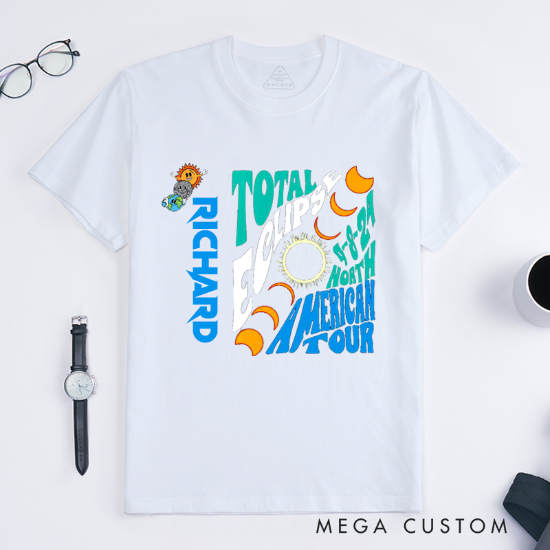 Personalized Total Eclipse Classic T-Shirts Custom Solar Even T-Shirt Unique Unisex Gift for Astronomy Lovers and Science Fans 