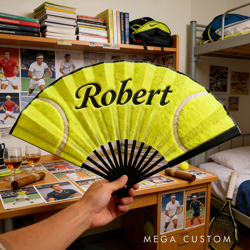 Personalized Tennis Pattern Fan the Perfect Gift for Tennis Lovers