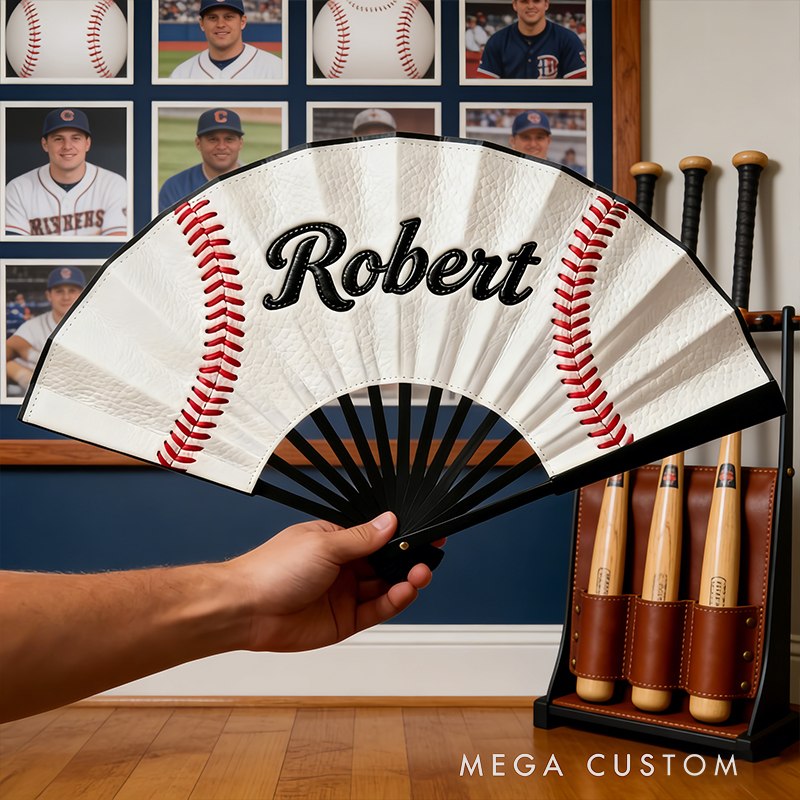 Personalized Baseball Pattern Fan the Perfect Gift for Baseball Lovers