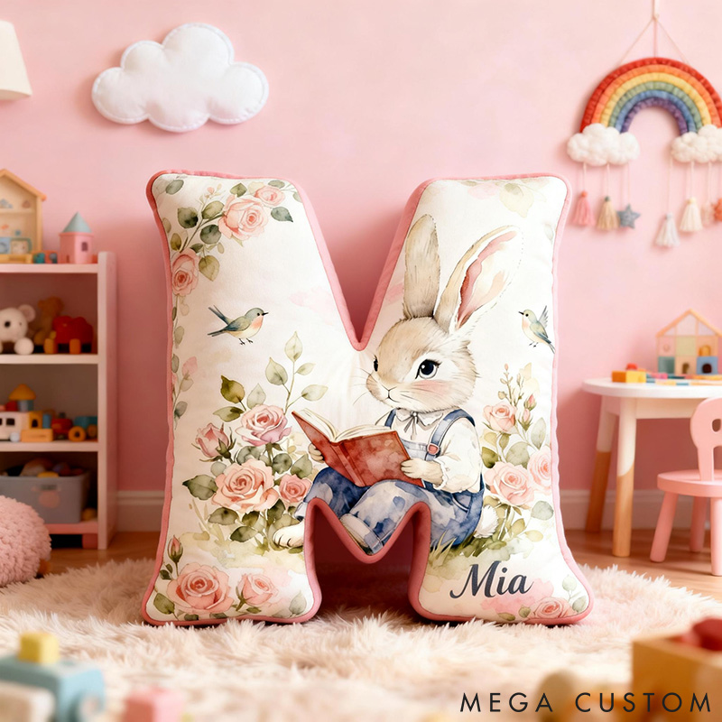 Personalized Pet Lover Funny Reading Rabbit Graphic 3D Print Pillow