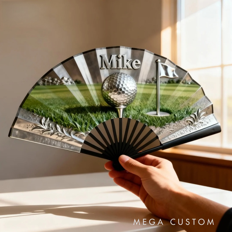 Personalized Golf Pattern Fan the Perfect Gift for Golf Lovers