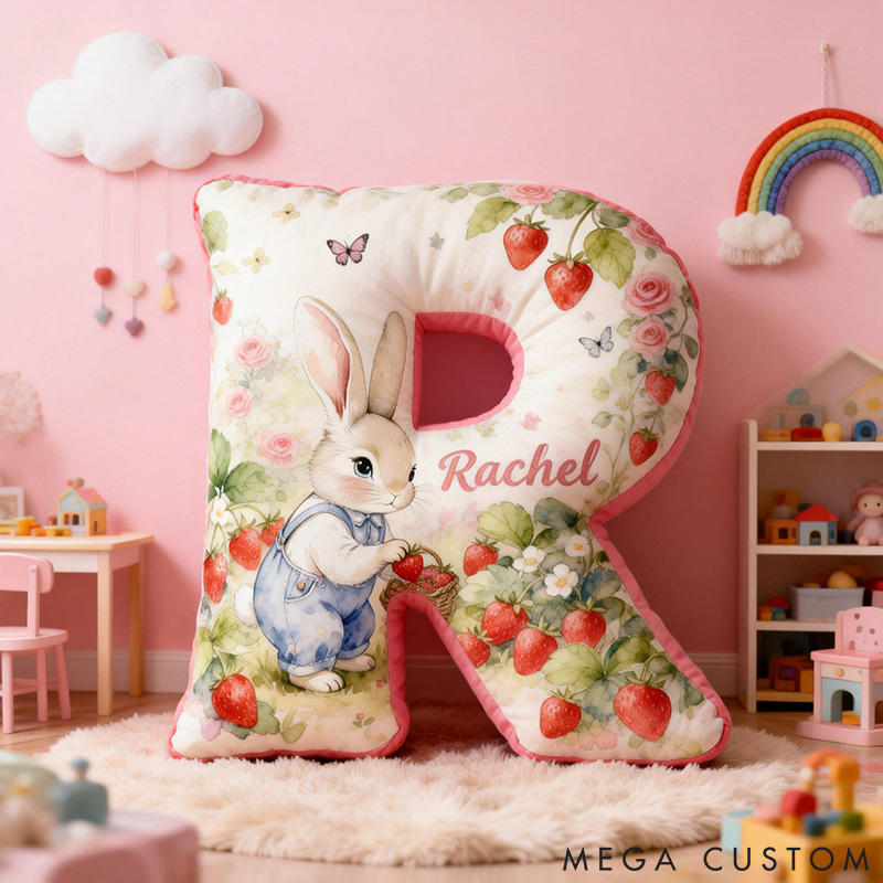 Personalized Pet Lover Funny Strawberry Picking Rabbit Graphic 3D Print Pillow