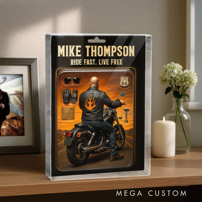 Personalized Biker Gifts Custom Name Motorcycle Rider Acrylic Plaque Desktop Decor for Motorcyclists and Men Fathers Day Gift