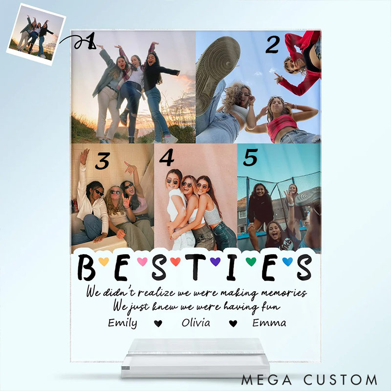 Personalized Bestie for Life Acrylic Plaque Custom Photo  Acrylic Plaque for Friendship Anniversary Gift for Besties for Friends Galentine's Gift for Besties