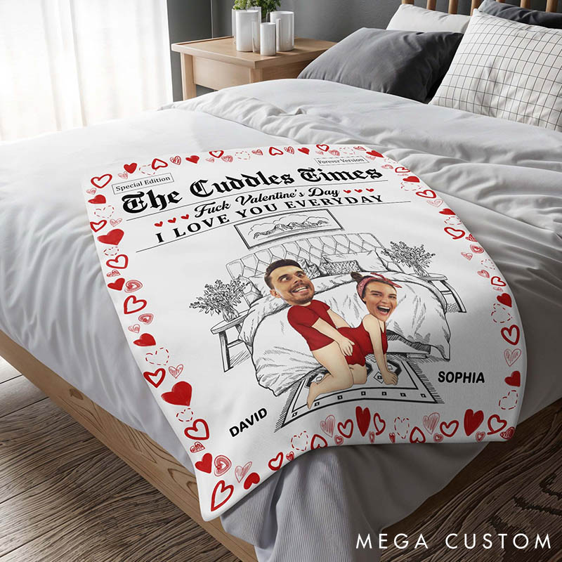 Personalized Couple Face Photo F*ck Valentine's Day I Love You Everyday Blanket Anniversary Valentine's Day Gift for Husband Wife Boyfriend Girlfriend