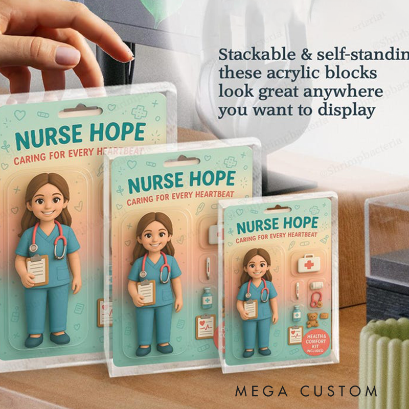 Personalized Nurse Gifts Custom Photo and Name 2D Action Figure Acrylic Block Thank You Gift for School Nurse or Healthcare Worker