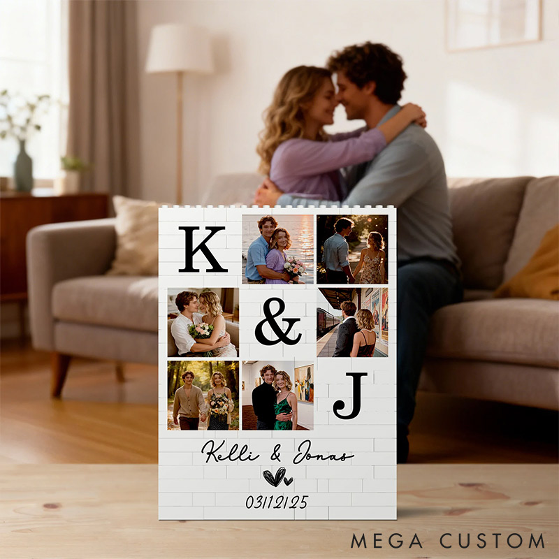 Personalized Couple Photo Building Blocks Custom Name Date Photo Blocks Valentine's Day Gift for Boyfriend Girlfriend Husband Wife Anniversary Gift