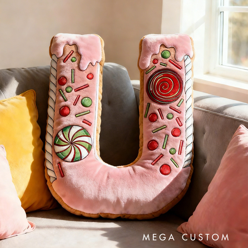 Personalized Cake Alphabet Throw Pillow Graphic 3D Print Letter Pillow Custom Kids Cookie Pillow with Name for Kids Birthday Gift