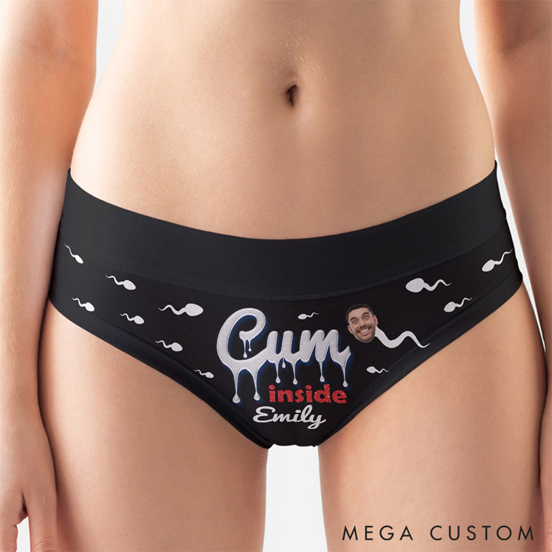 Personalized Boyfriend Husband Face Low-waisted Briefs Women Cum Inside Underwear with Man Photo Portrait Valentines Day Gift for Girlfriend Wife