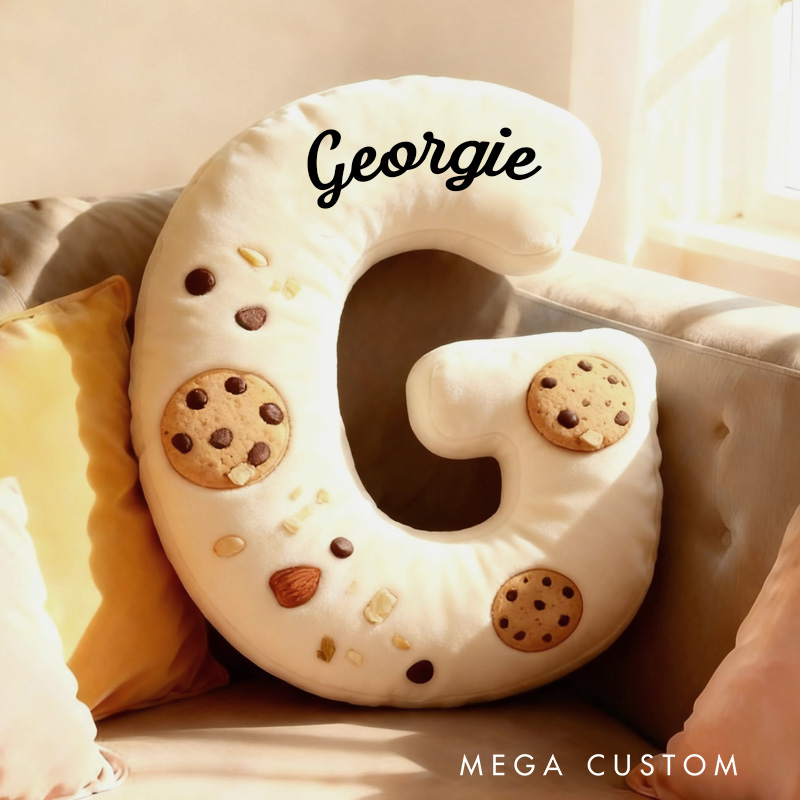 Personalized Cookie Letter Pillow Graphic 3D Print Kids Throw Pillow with Custom Name for Kids Baker Baking Lover