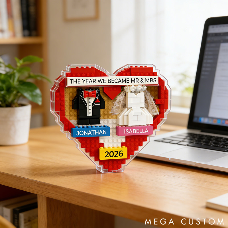 Personalized Wedding Keepsake Acrylic Plaque Custom The Year We Became Mr. and Mrs. Acrylic Plaque 3D Puzzle Effect Graphic Plaque