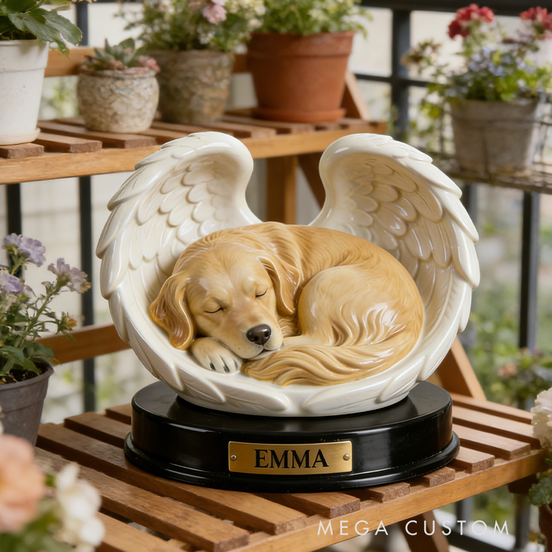 Personalized Angel Wings Pet Memorial Sculpture Cherish Your Beloved Companion's Memory Forever