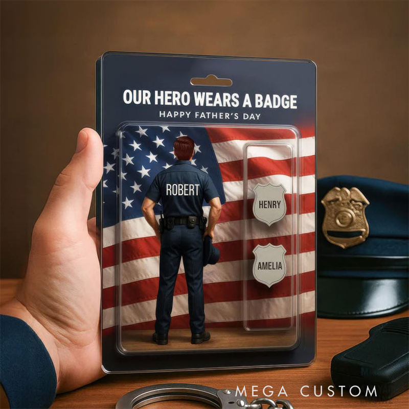 Personalized Police Gifts Custom Name Hero Badge Acrylic Plaque Gift for Dad Husband or Officer Desk Decor