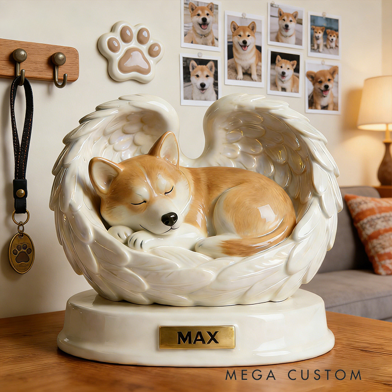 Personalized Angel Wings Desktop Pet Tribute a Beautiful Way to Honor Your Pet's Memory