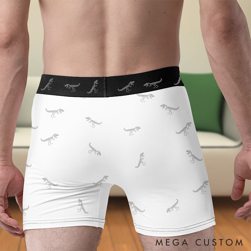 Personalized Man Stop Staring at My Dinosaur It Belongs to Her Boxer Brief Custom Men Underwear with Name Valentines Day Gift for Boyfriend Husband