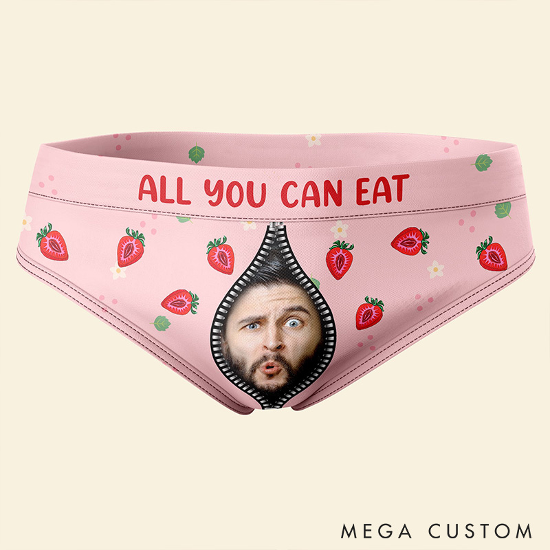 Personalized Boyfriend Husband Face Low-waisted Briefs Women All You Can Eat Underwear with Man Photo Portrait Valentines Day Gift for Girlfriend Wife