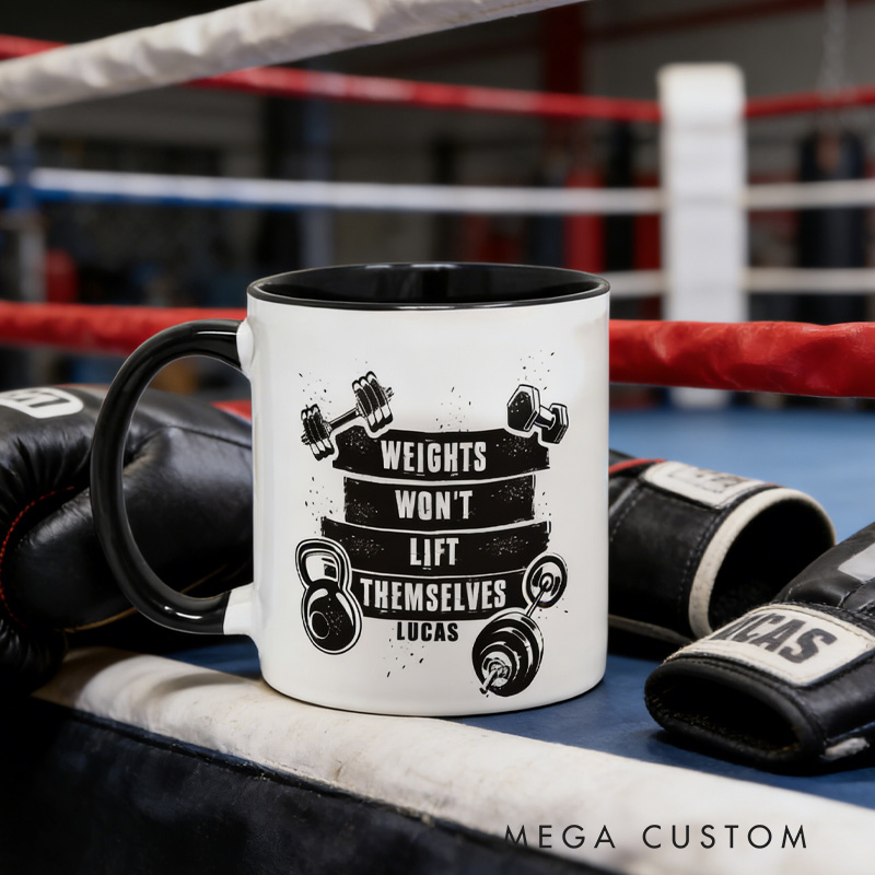 Personalized Fitness Mug Funny Gym Dad Birthday Gift Men Christmas Gift Training Fitness Instructor Cup Him Bodybuilder Weightlifting Weights for Fitness Enthusiasts Bodybuilders and Gym Lovers