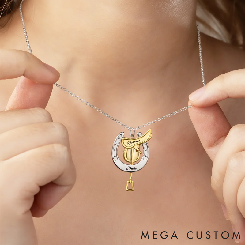 Personalized Pet Lover Horseshoe Saddle Protective Necklace  Dainty Jewelry Birthday Anniversary Gift for Horse Lovers Necklace