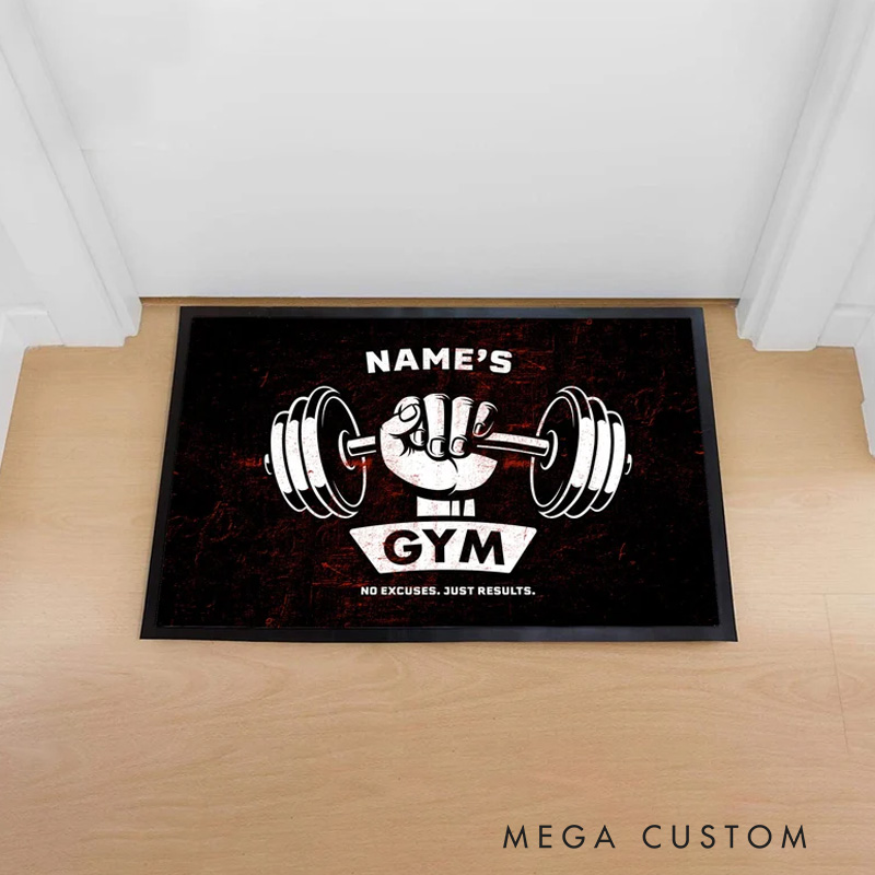 Personalized Home Gym Doormat Name Custom Gifts Present for Gym Lovers