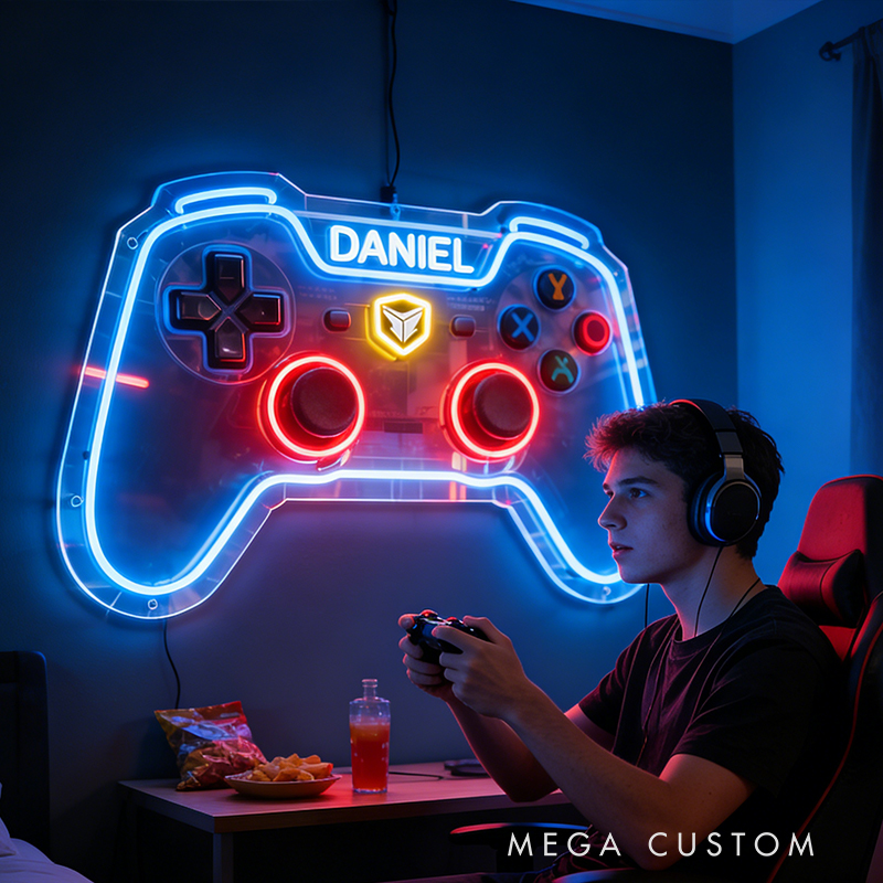 Personalized Gaming Controller with Neon Accents the Perfect Gift for Gamers