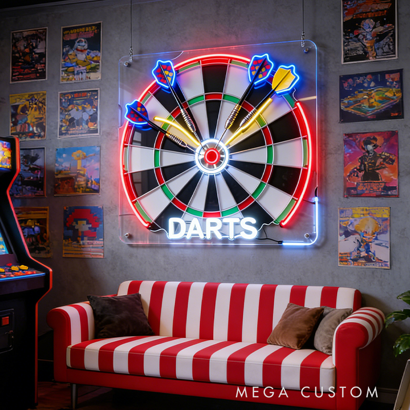 Personalized Darts Neon Sign the Perfect Gift for Darts Lovers