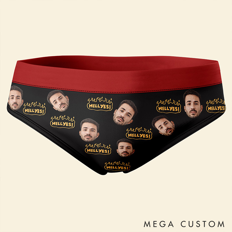 Personalized Boyfriend Husband Face Low-waisted Briefs Women His Little Devil Underwear with Man Photo Portrait Valentines Day Gift for Girlfriend Wife
