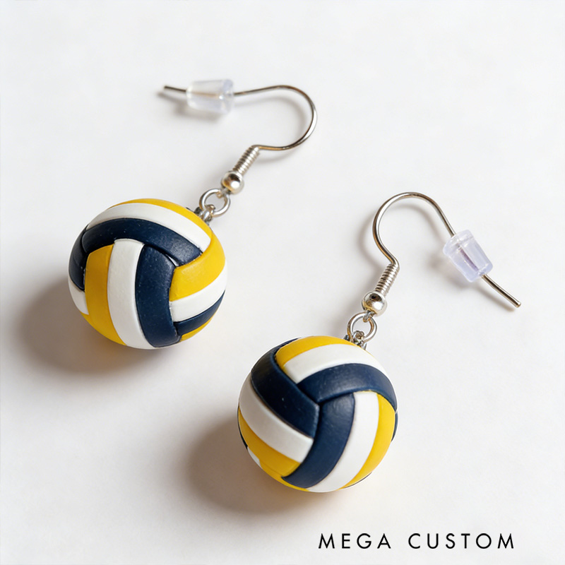 Personalized Volleyball Earrings with Custom Ball Colors For Volleyball Fans