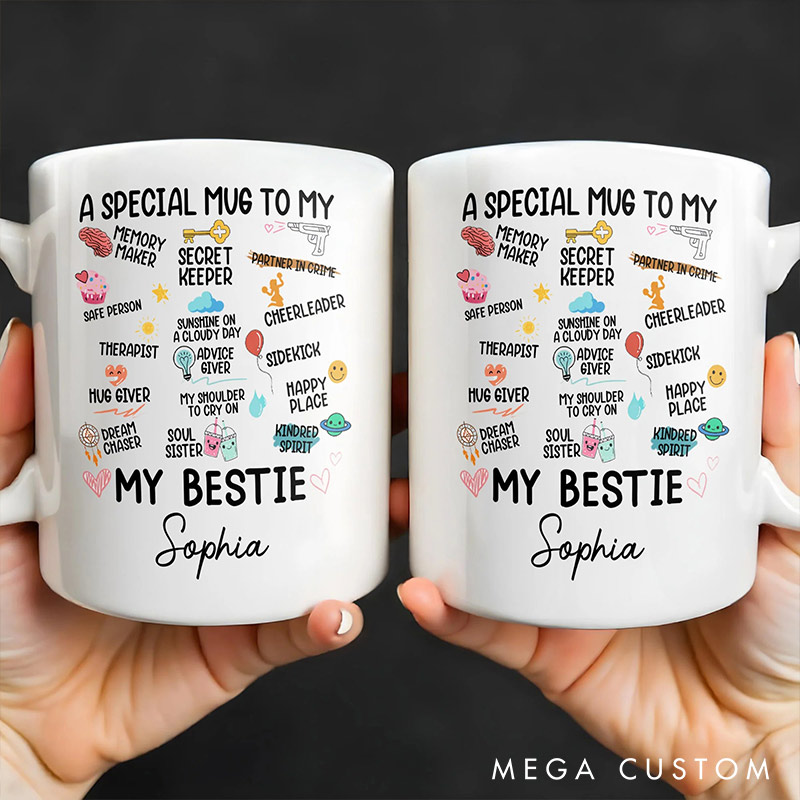 Personalized Sepcial Mug to My Bestie Mug with Name Valentine's Mug Galentine's Day Gift for Friendship Anniversary Mug for Bestie