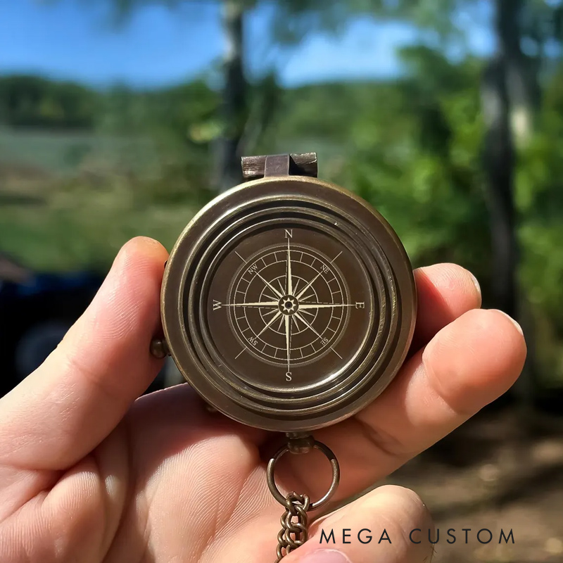 Personalized Copper Engraved Compass Romantic Wedding Keepsake Gift for Husband Boyfriend Couples
