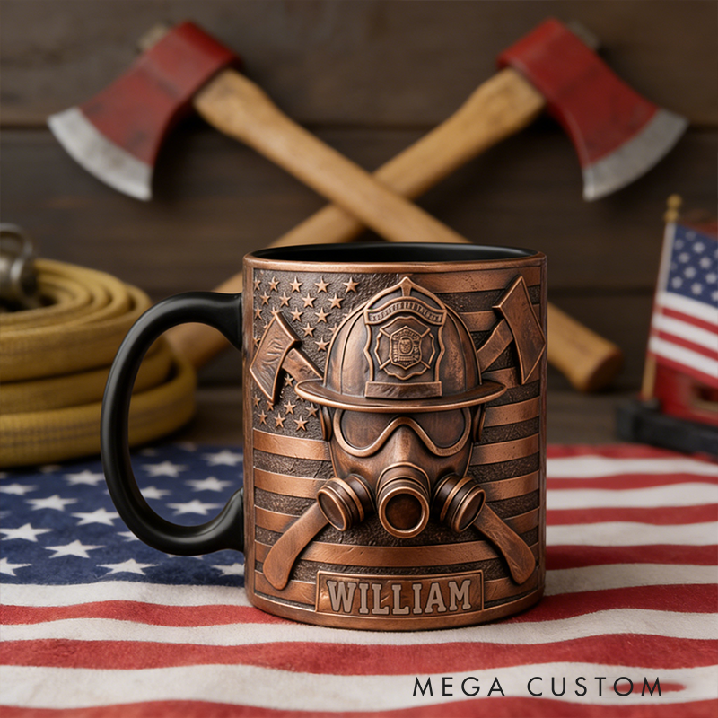 Personalized Firefighter Gifts Custom Name Mug Proud Firefighter Coffee Cup Fireman Helmet Design Gift for Fire Department Heroes