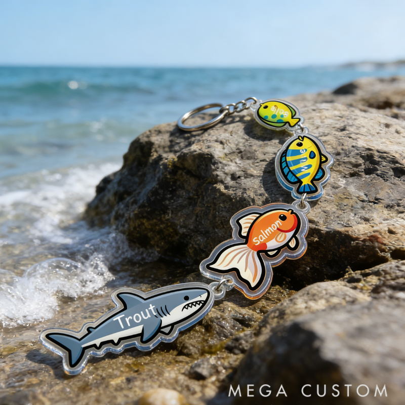 Personalized Big Fish Small Fish Keychain Family Bonding Gift Engraved Keychain Meaningful Present for Mom Dad Kids