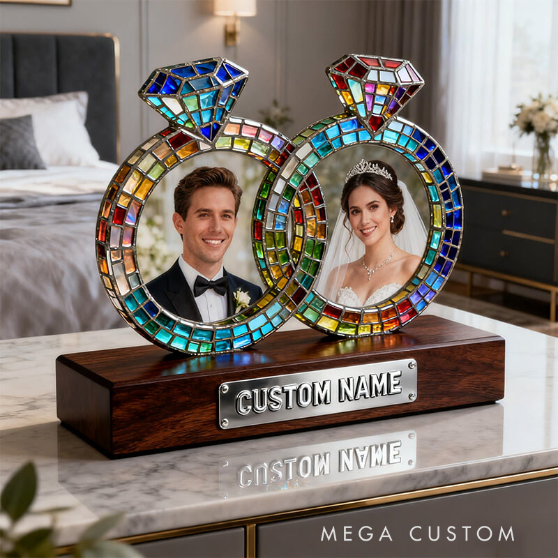 Personalized Painted Glass Diamond Ring Photo Ornament the Perfect Valentine's Day Gift