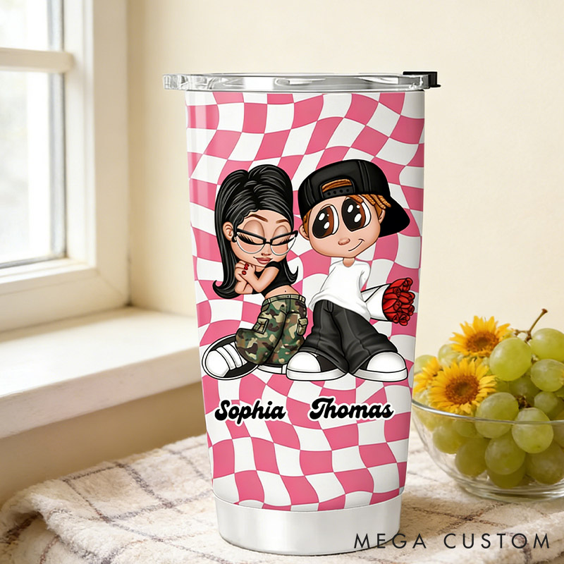 Personalized Cartoon Couple Tumbler Funny y2k Couple Tumbler Gift Couple Valentines Gift for Him Her Anniversary 