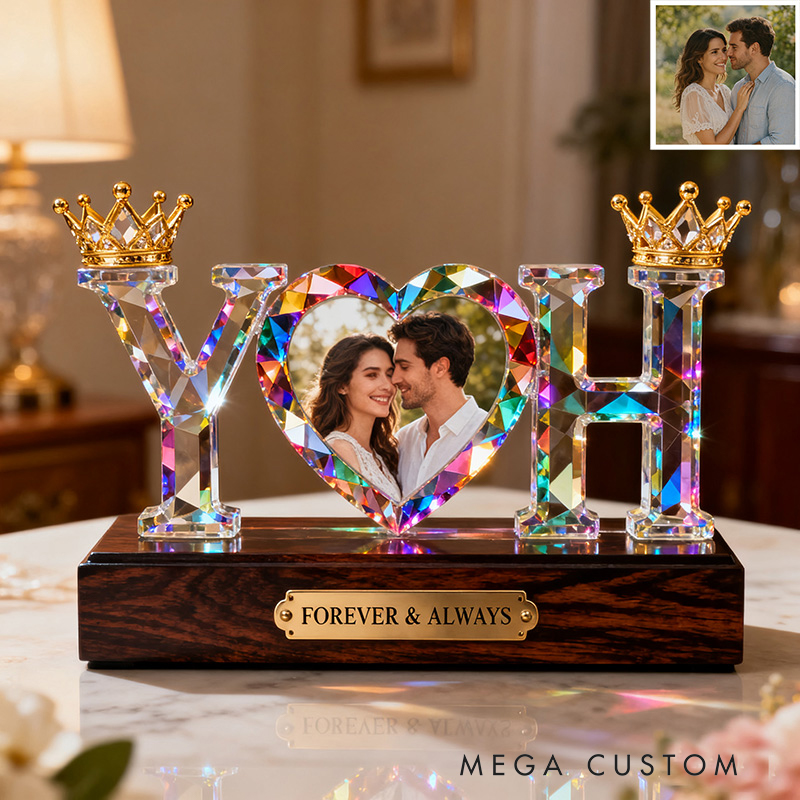Personalized Couple Photo Heart Shaped Stained Glass Ornament the Perfect Valentine's Day Gift