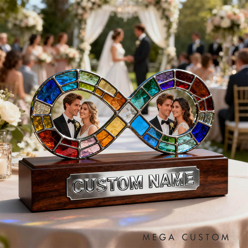 Personalized Infinity Symbol Stained Glass Photo Ornament the Perfect Valentine's Day Gift