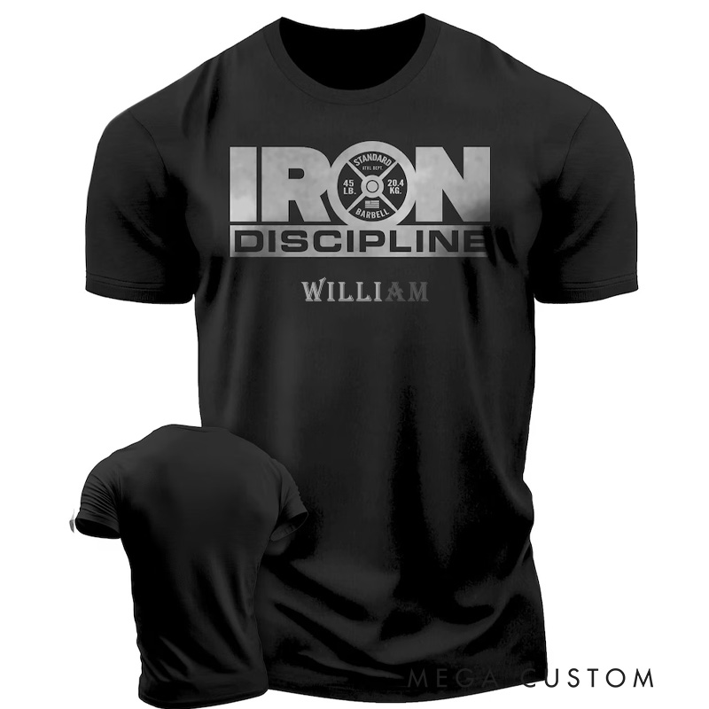 Personalized Gym Classic T-Shirt Iron Discipline Funny Workout Gym T-Shirt for Men for Fitness Enthusiasts Bodybuilders and Gym Lovers